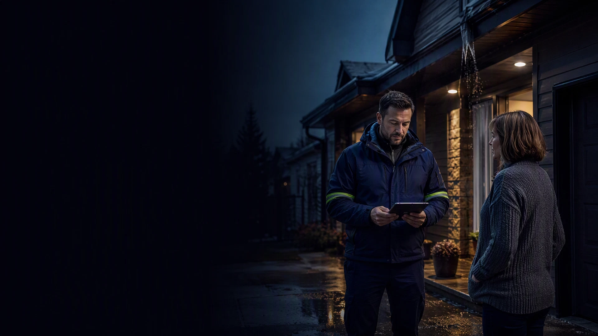 A property-response coordinator assisting a homeowner after a weather-related issue
